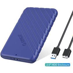 ORICO 2.5 inch External Hard Drive Enclosure USB 3.0 to SATA III for 7mm and 9.5mm SATA HDD SSD Tool Free [UASP Supported] Blue (25PW1-U3)